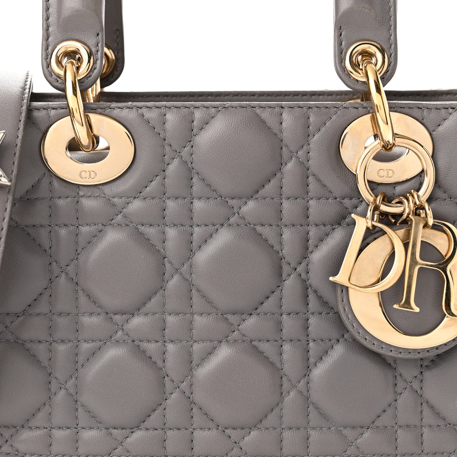 Christian Dior Lambskin Cannage Small Lucky Badges My Lady Dior Grey 8 of 11