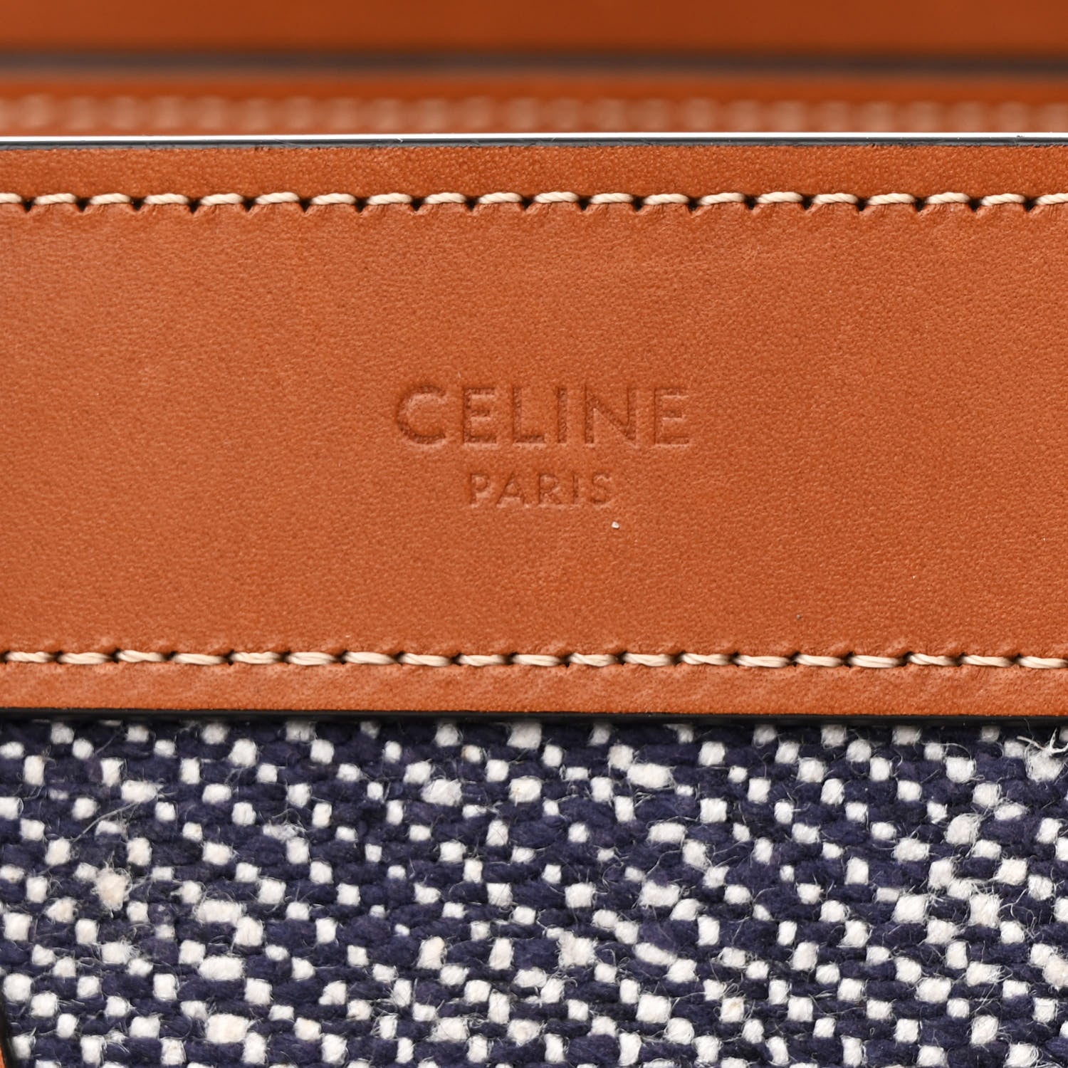 Celine Smooth Calfskin Tweed Nano Luggage Navy Tan 6 of 13