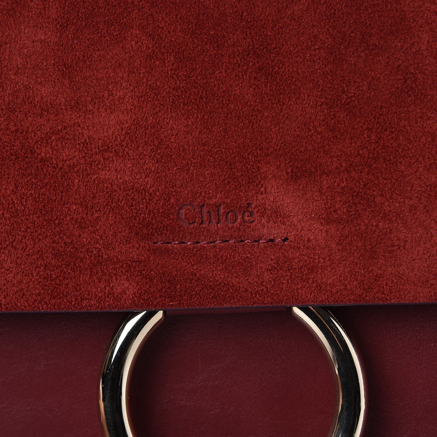Chloe Calfskin Suede Medium Faye Shoulder Bag Plum Purple 7 of 7
