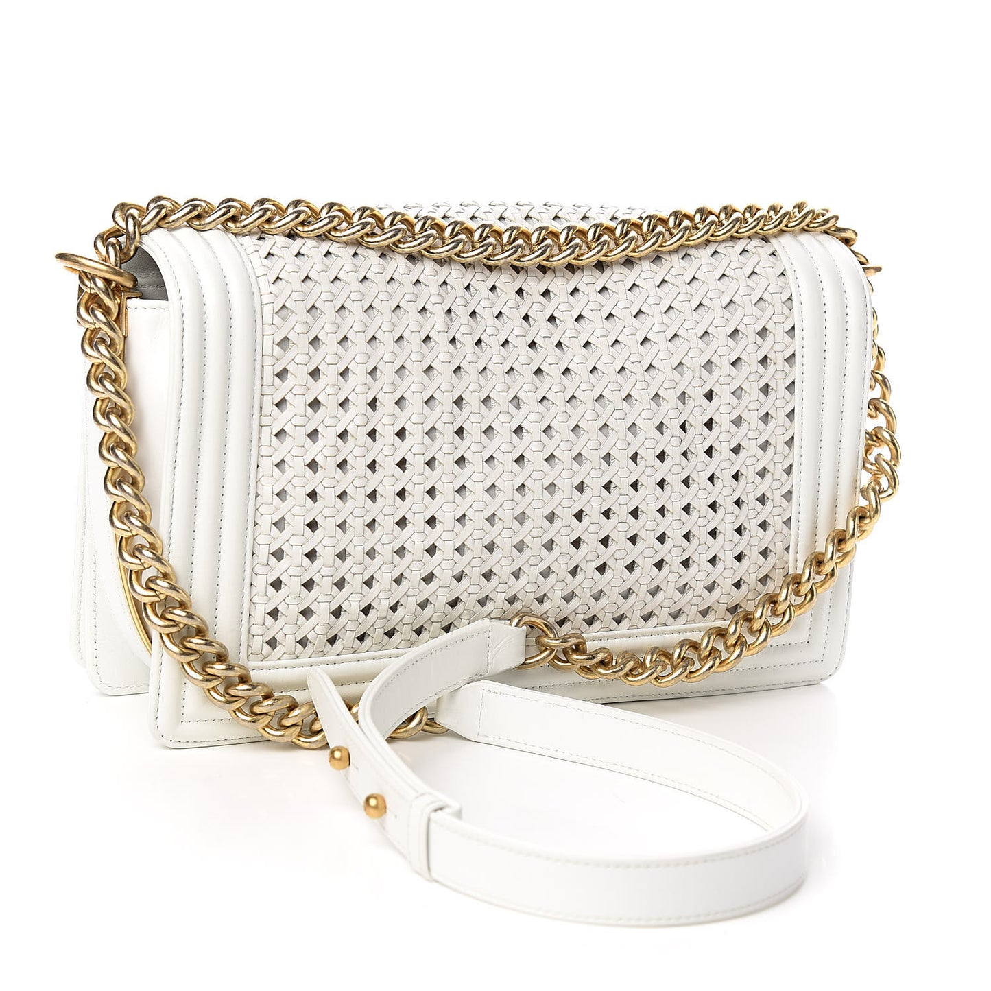Sheepskin Braided New Medium Boy Reverso Flap White