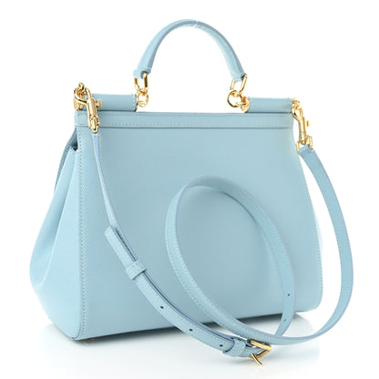 Dolce & Gabbana Dauphine Calfskin Miss Sicily Satchel Light Blue 3 of 9