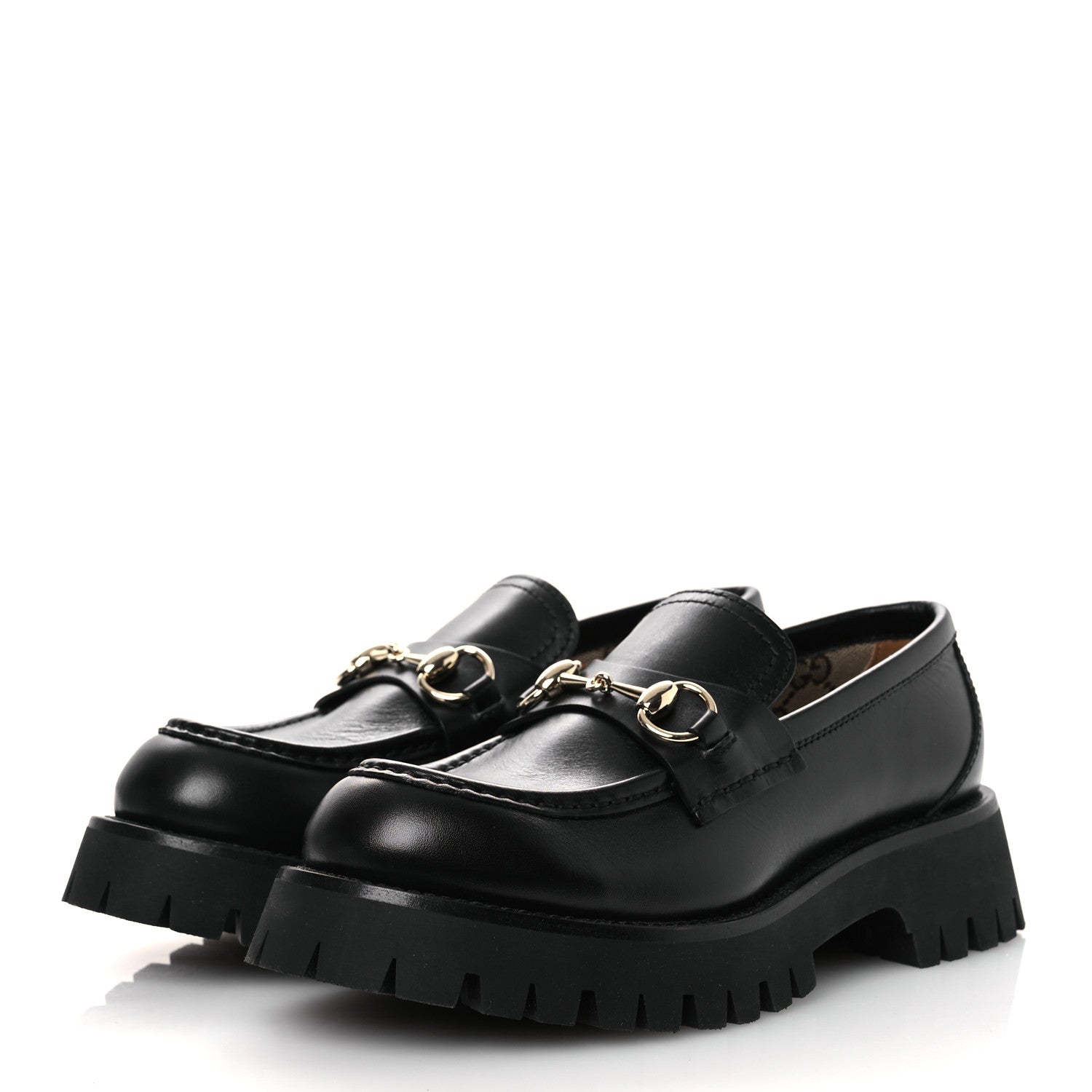 Gucci Betis Glamour Calfskin Womens Horsebit Loafers 37.5 Black 4 of 12