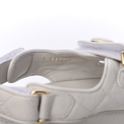 Chanel Grained Calfskin Quilted Velcro Dad Sandals 38 White 7 of 9