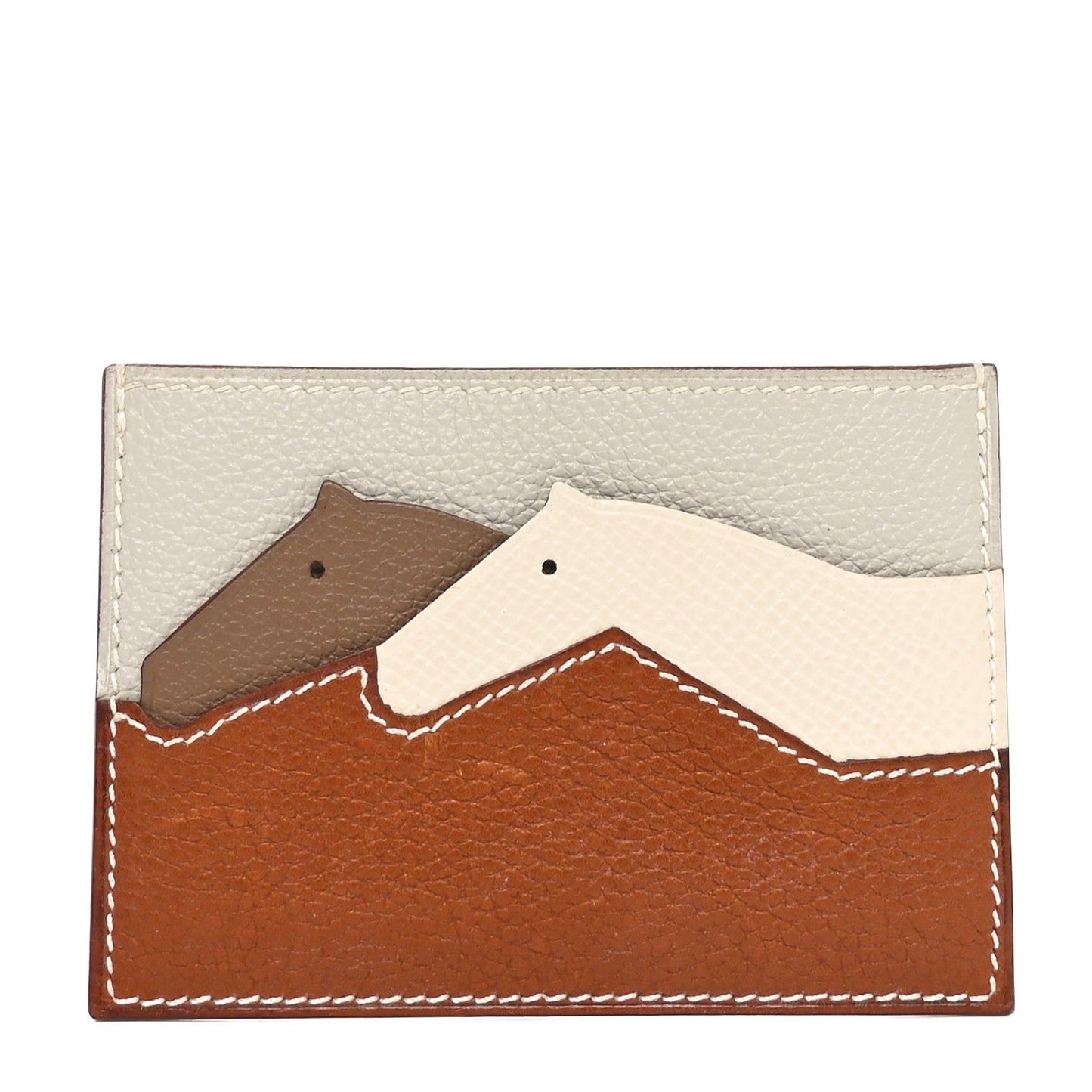 Barenia Faubourg Epsom Evercolor Les Petits Chevaux Card Holder Fauve Craie Beige De Weimar