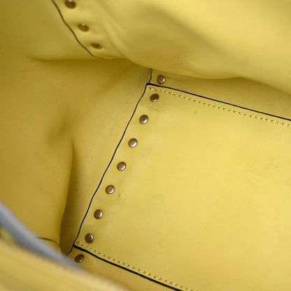 Valentino Garavani Vitello Watercolor Rockstud Double Handle Tote Rose Green Yellow Sky 6 of 21