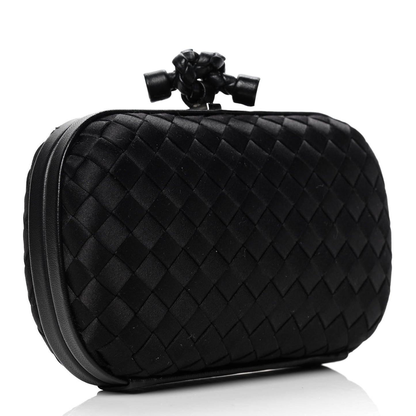 Satin Intreccio Knot Clutch Black