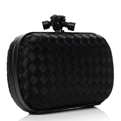 Bottega Veneta Satin Intreccio Knot Clutch Black 2 of 4