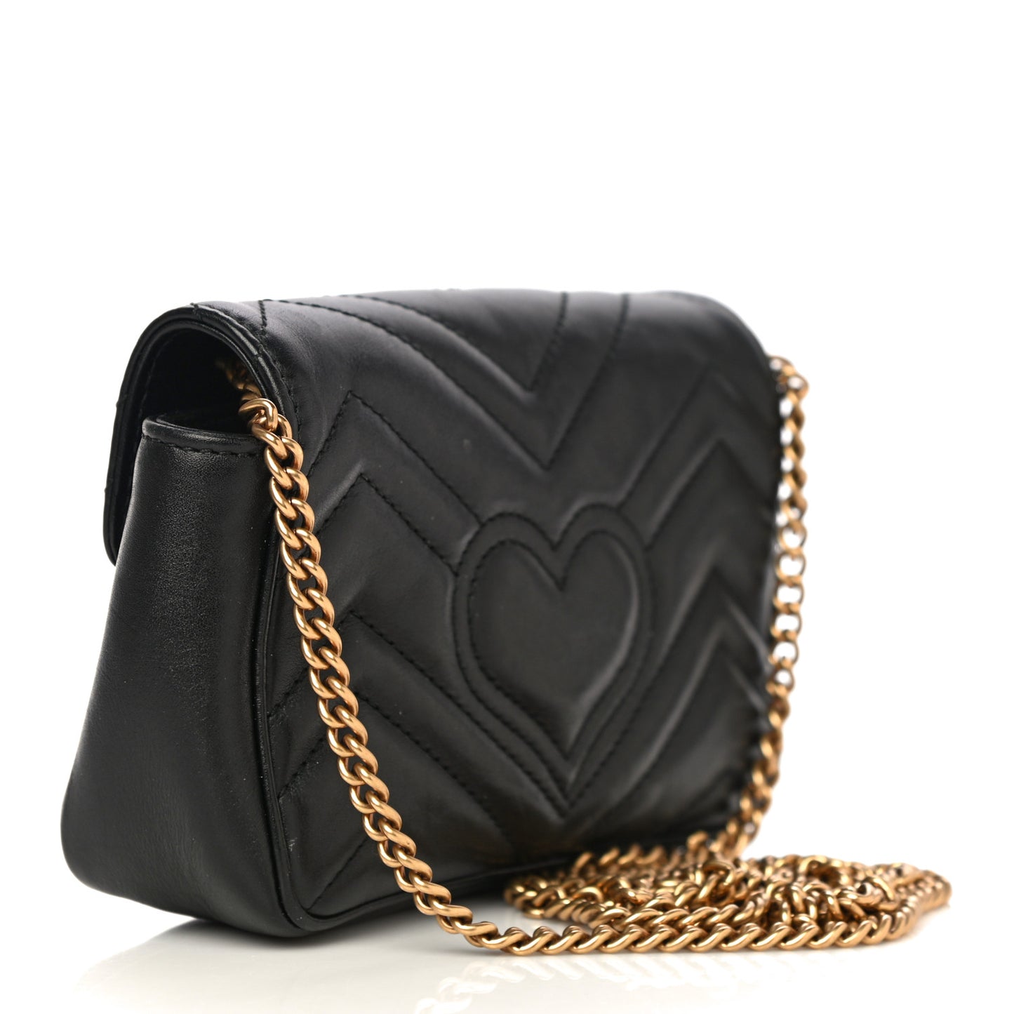 Calfskin Matelasse Super Mini GG Marmont Shoulder Bag Black