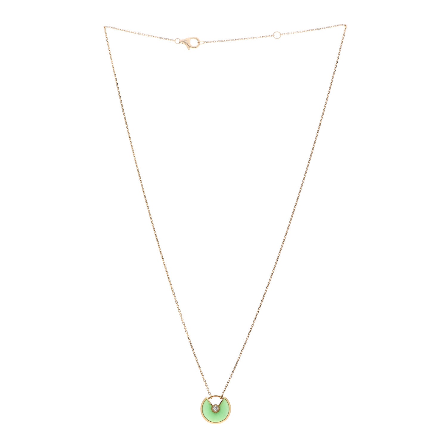 Cartier 18K Yellow Gold Diamond Chrysoprase XS Amulette de Cartier Pendant Necklace 3 of 6