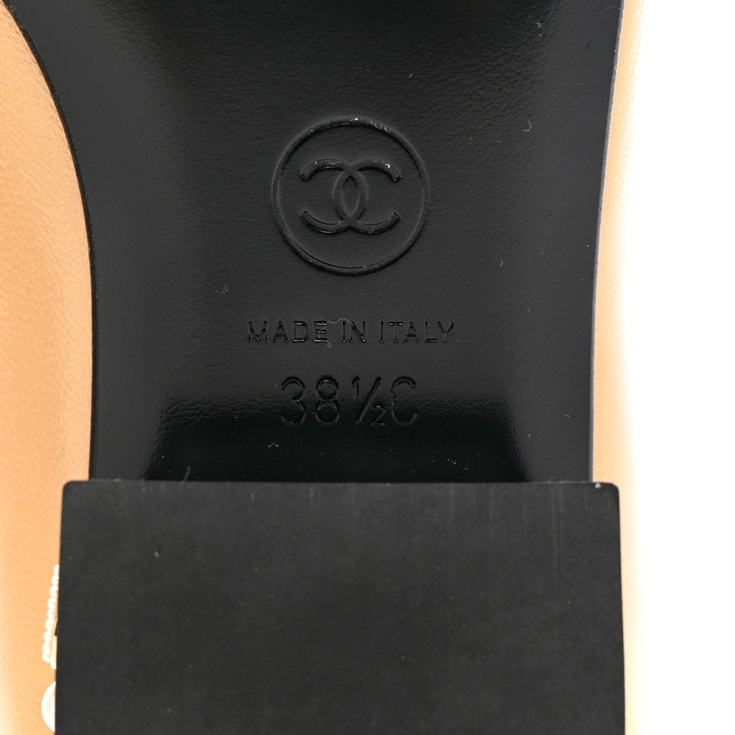 Chanel Lambskin Pearl Cap Toe CC Flats 38.5 Beige Black 8 of 10