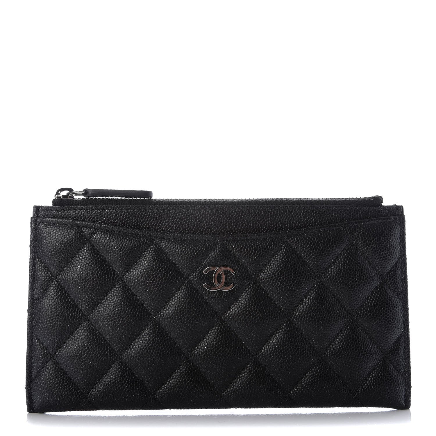 Chanel Iridescent Caviar Quilted Classic Zip Pouch Black 1 of 8
