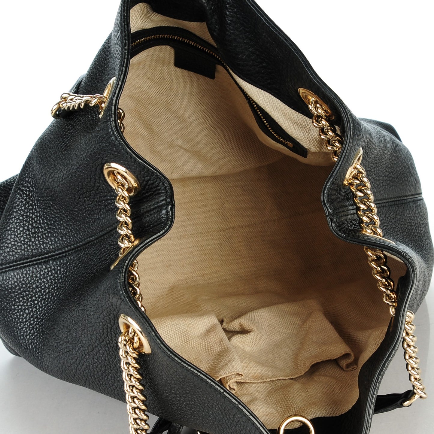 Pebbled Calfskin Medium Soho Chain Shoulder Bag Black