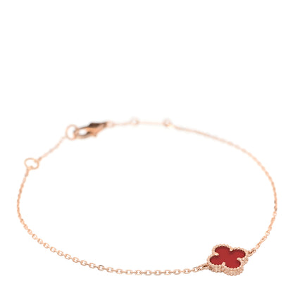 Van Cleef & Arpels 18K Rose Gold Carnelian Sweet Alhambra Bracelet 1 of 5