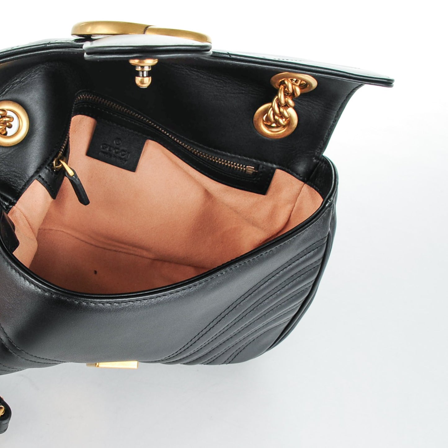 Calfskin Matelasse Small GG Marmont Shoulder Bag Black