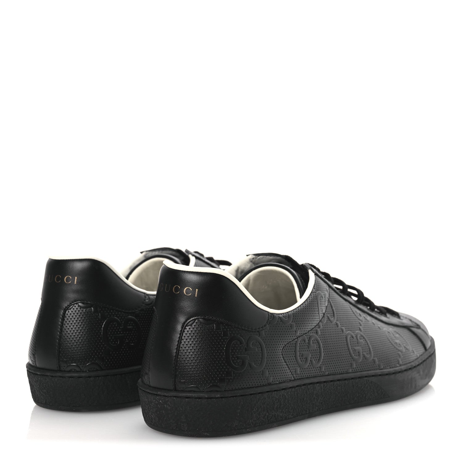 Gucci Calfskin GG Tennis Embossed Mens Ace Sneakers 13 Black 5 of 10