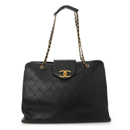 Chanel Calfskin Stitched XL Weekender Black 1 of 15