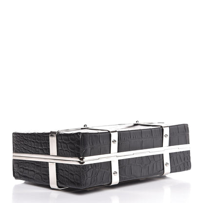 Alexander McQueen Calfskin Crocodile Stamped Cage Case Black 4 of 6