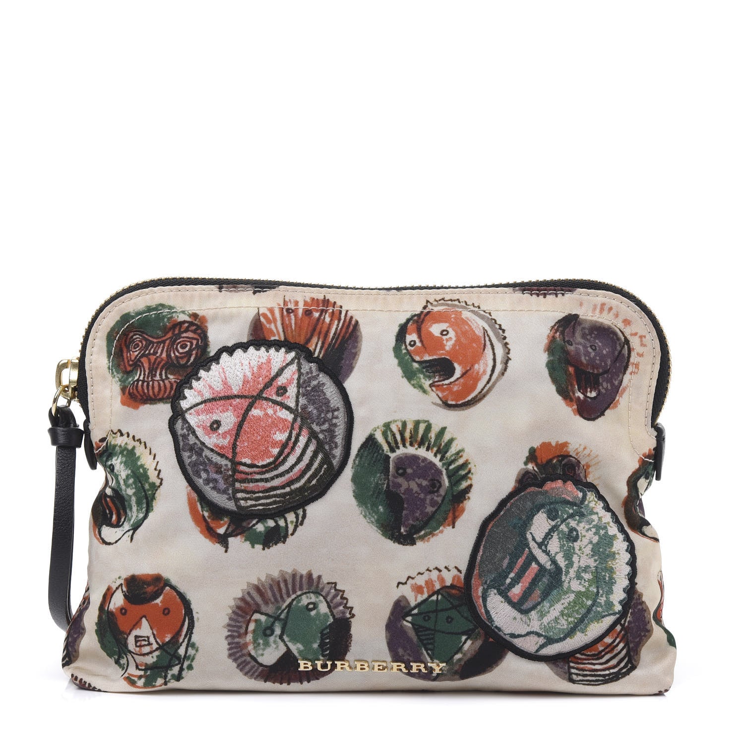 Burberry Technical Nylon Pallas Heads Print Large Zip Pouch Natural White 1 of 10