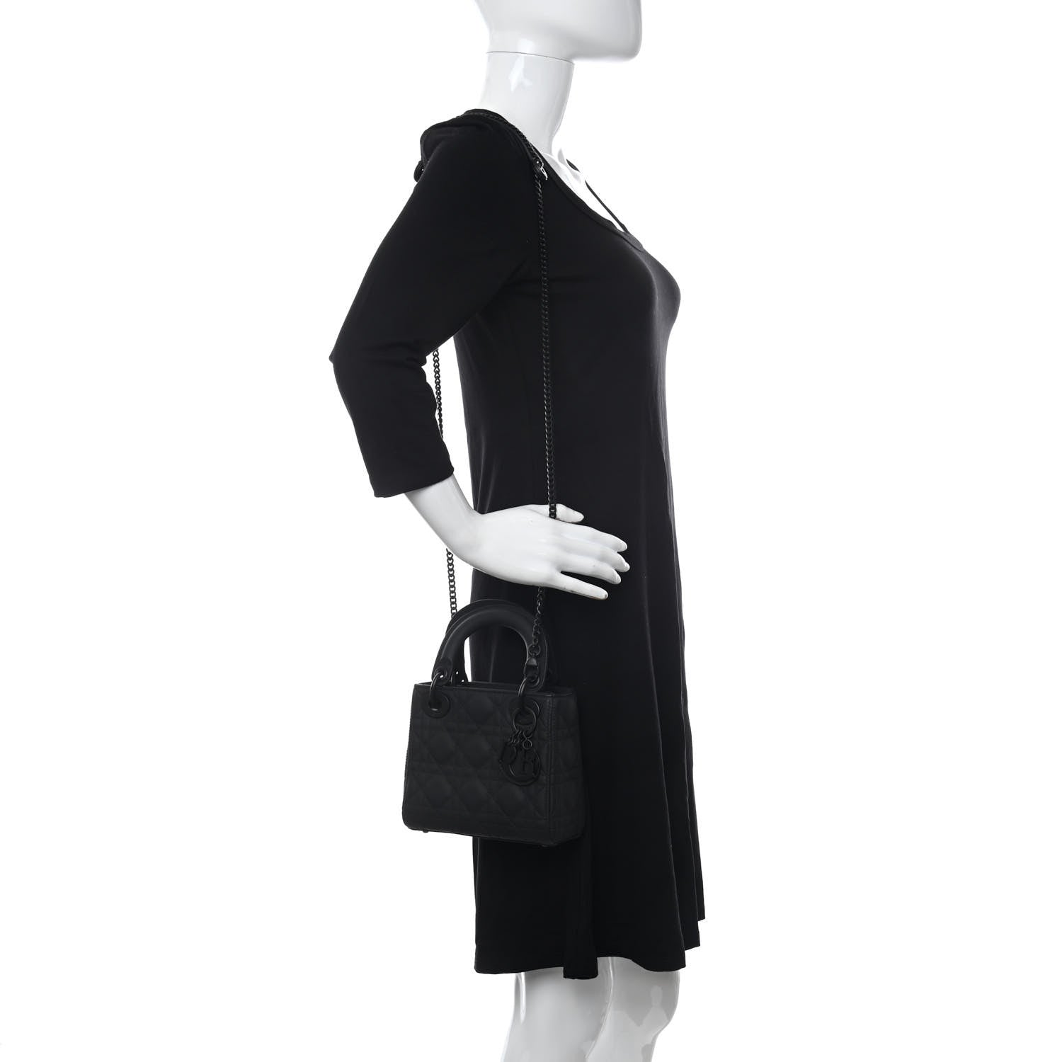 Christian Dior Ultra Matte Calfskin Cannage Mini Lady Dior Black 2 of 11
