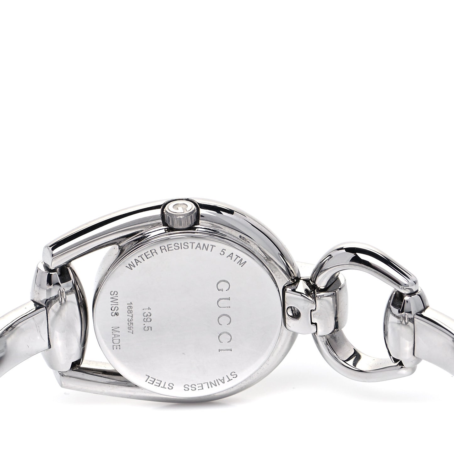 Stainless Steel Diamond Pave Mother of Pearl 28mm Horsebit Quartz Watch