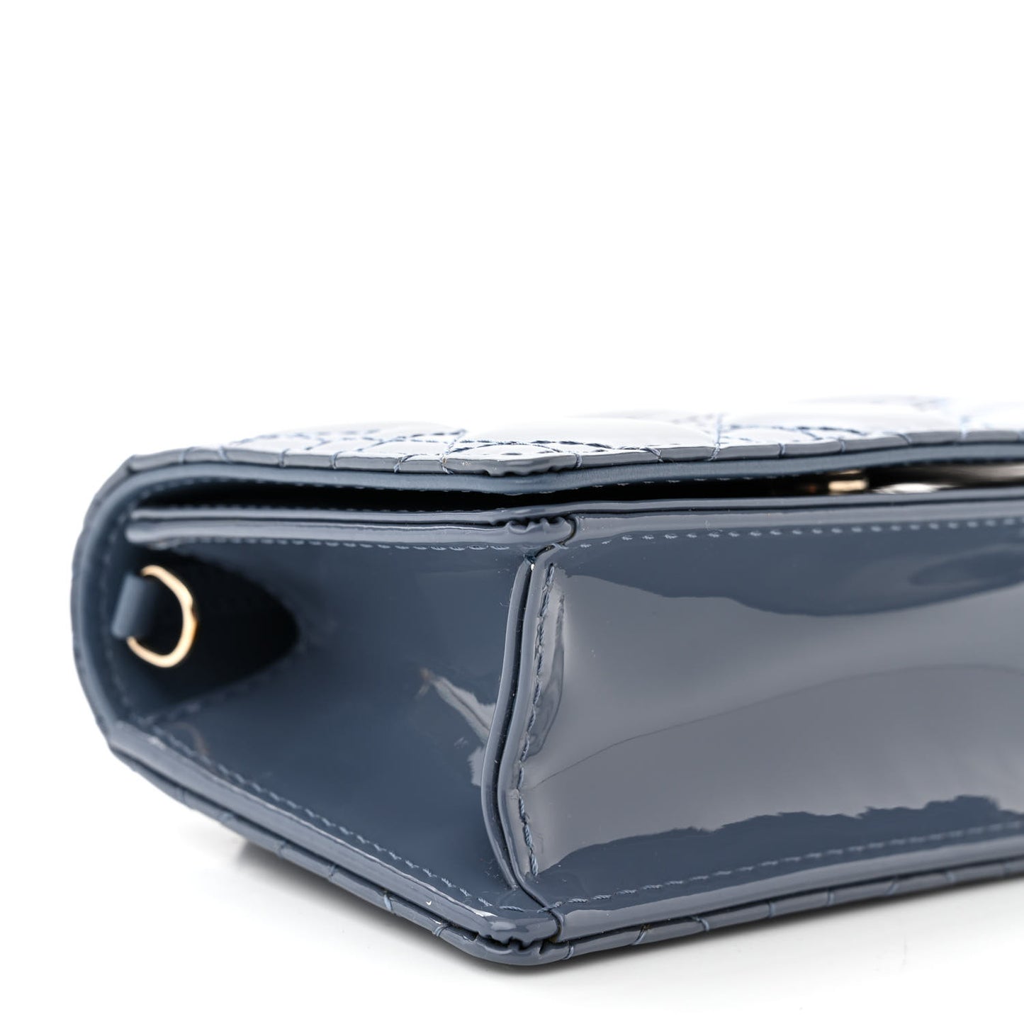Patent Cannage Nano Lady Dior Pouch Denim