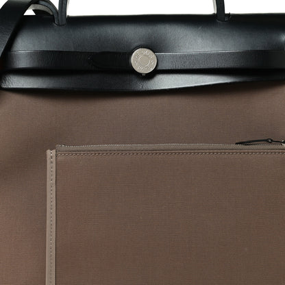Hermes Vache Hunter Toile Officier Herbag Zip PM 31 Etoupe Black 6 of 9