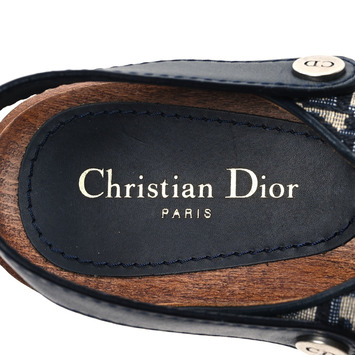 Christian Dior Canvas Oblique Diorquake 20mm Slingback Clogs 38 Deep Blue 7 of 9