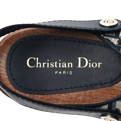 Christian Dior Canvas Oblique Diorquake 20mm Slingback Clogs 38 Deep Blue 7 of 9