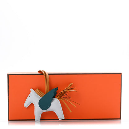 Hermes Milo Lambskin Grigri Rodeo Pegase Horse Bag Charm PM Bleu Brume Sesame Vert Bosphore 5 of 5