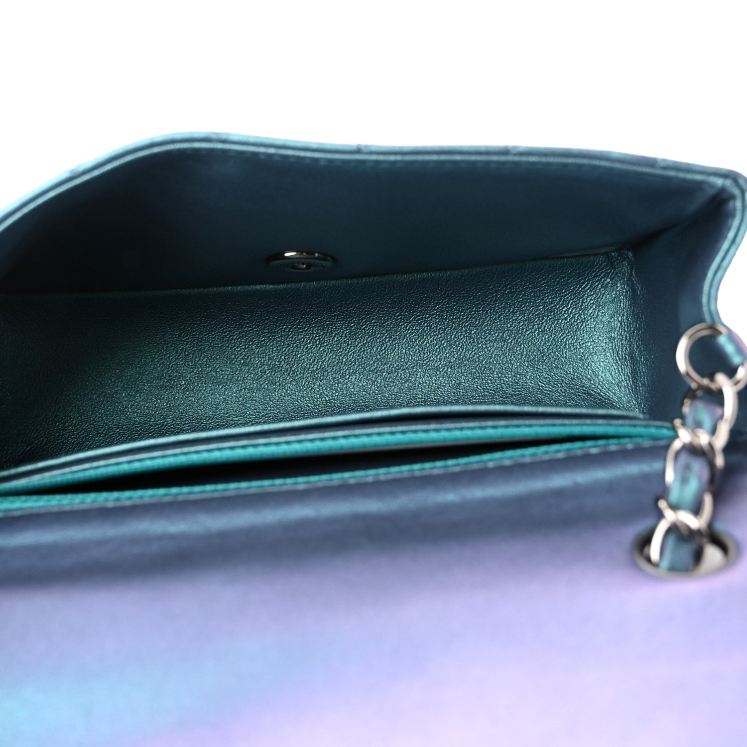 Chanel Iridescent Lambskin Quilted Mini Rectangular Flap Turquoise 5 of 11