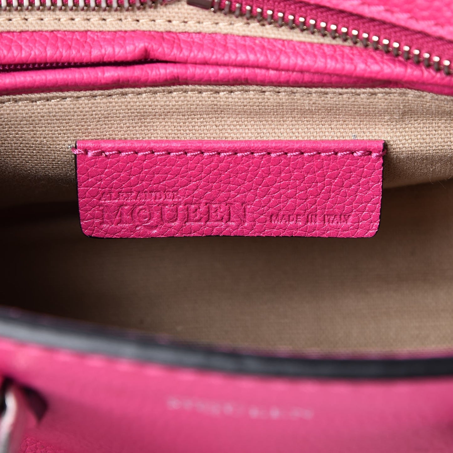 Grainy Calfskin Mini Padlock Zip Satchel Pink