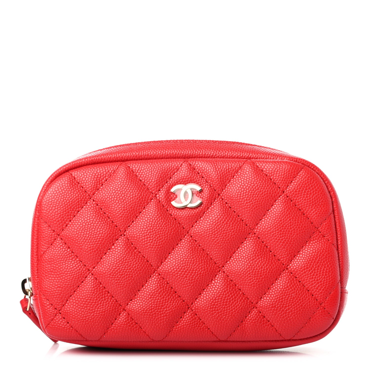 Chanel Caviar Quilted Small Curvy Pouch Cosmetic Case Red 1 of 7