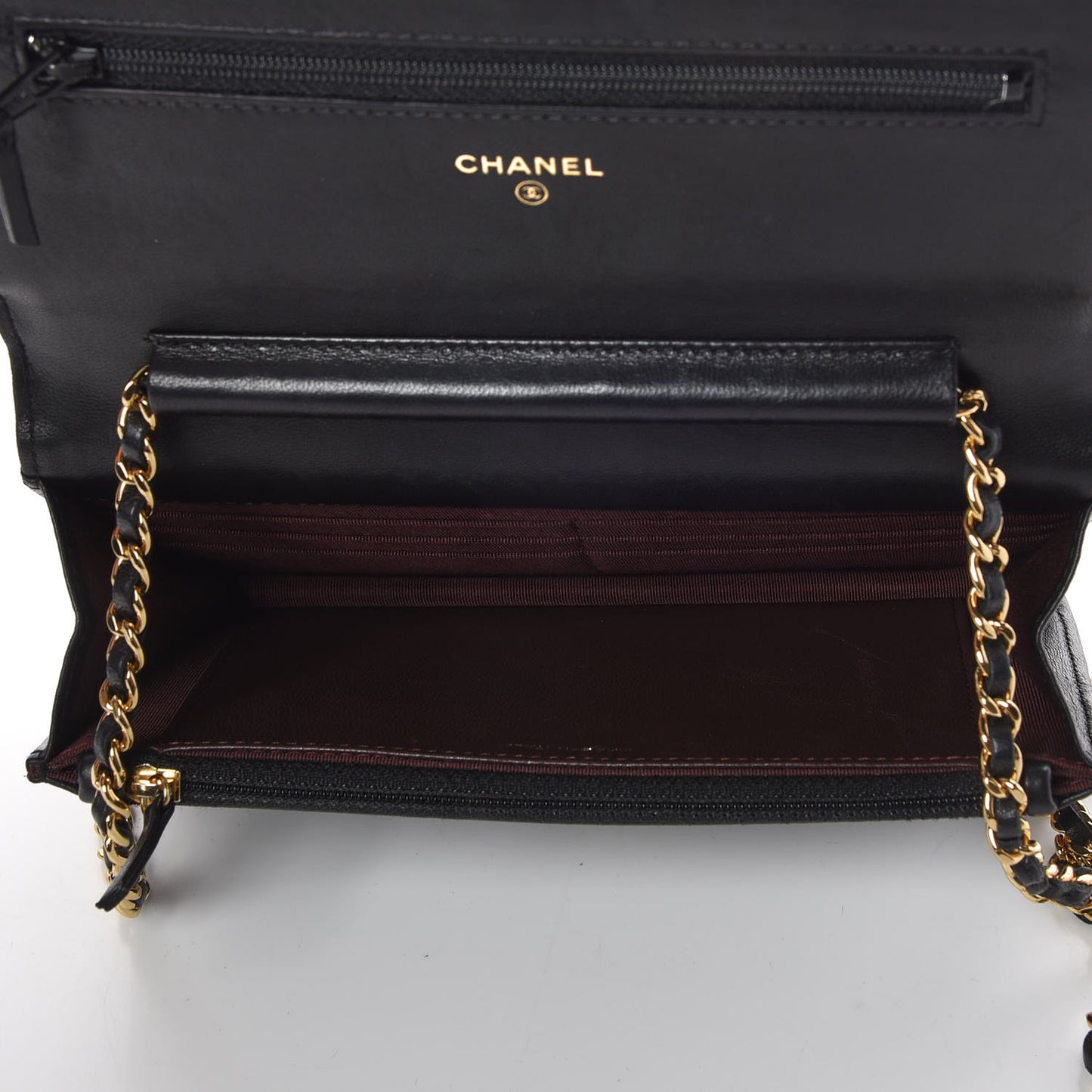 Lambskin Quilted Wallet On Chain WOC Black