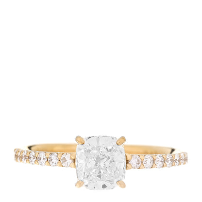 Parker & West by FASHIONPHILE 18K Yellow Gold Diamond 1.00ct Cushion Cut Pave Band Engagement Ring 51 5.75 1 of 10
