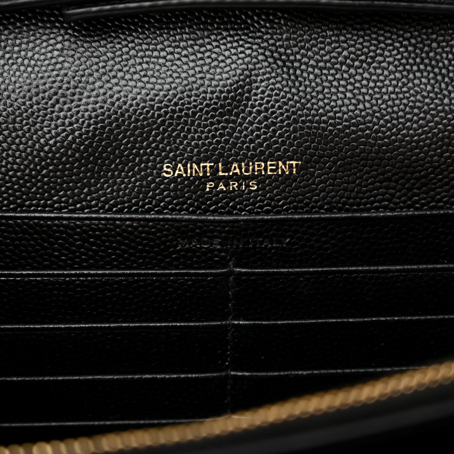 Saint Laurent Grain De Poudre Matelasse Chevron Monogram Chain Wallet Black 6 of 14