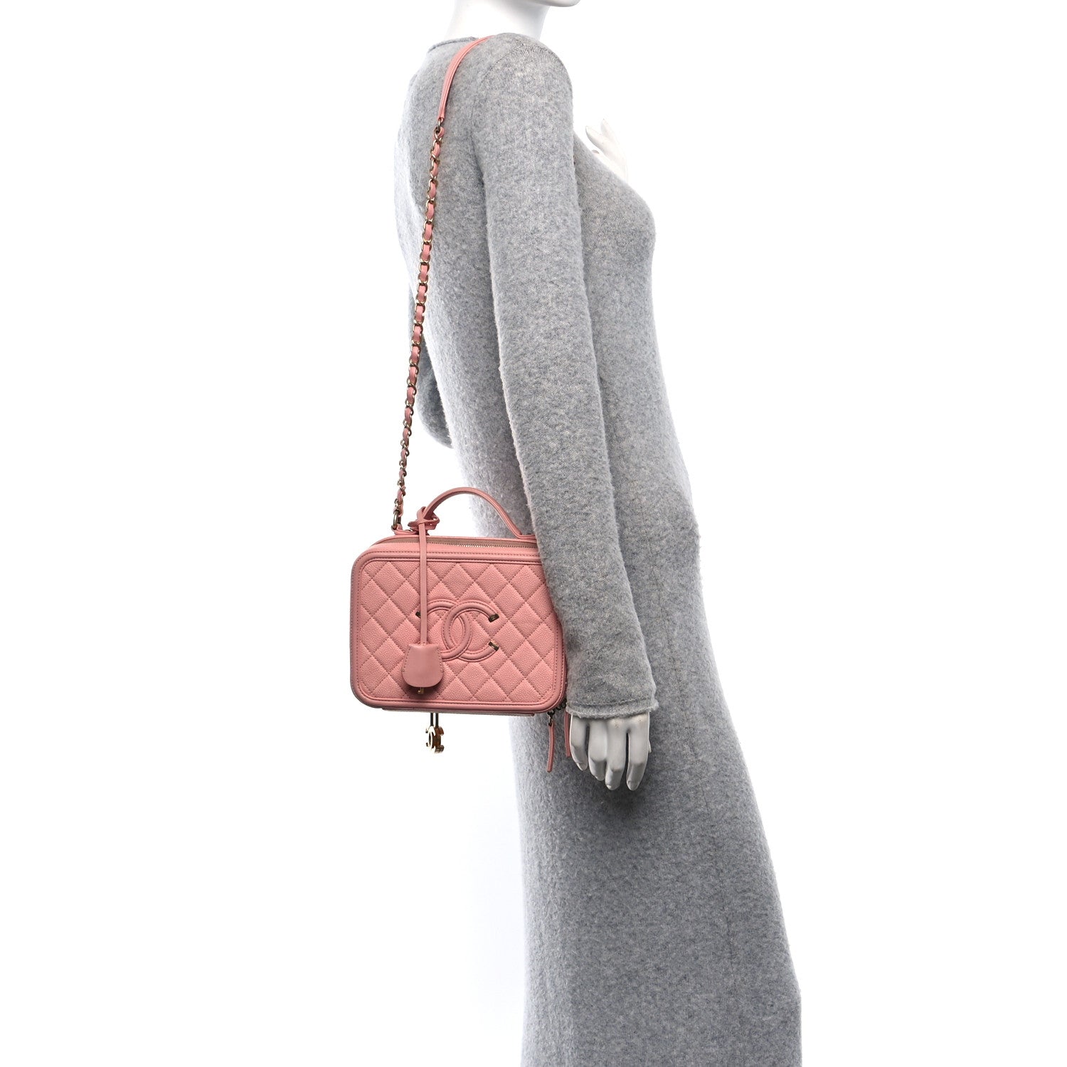 Chanel Caviar Quilted Medium CC Filigree Vanity Case Rose Pink 2 of 10