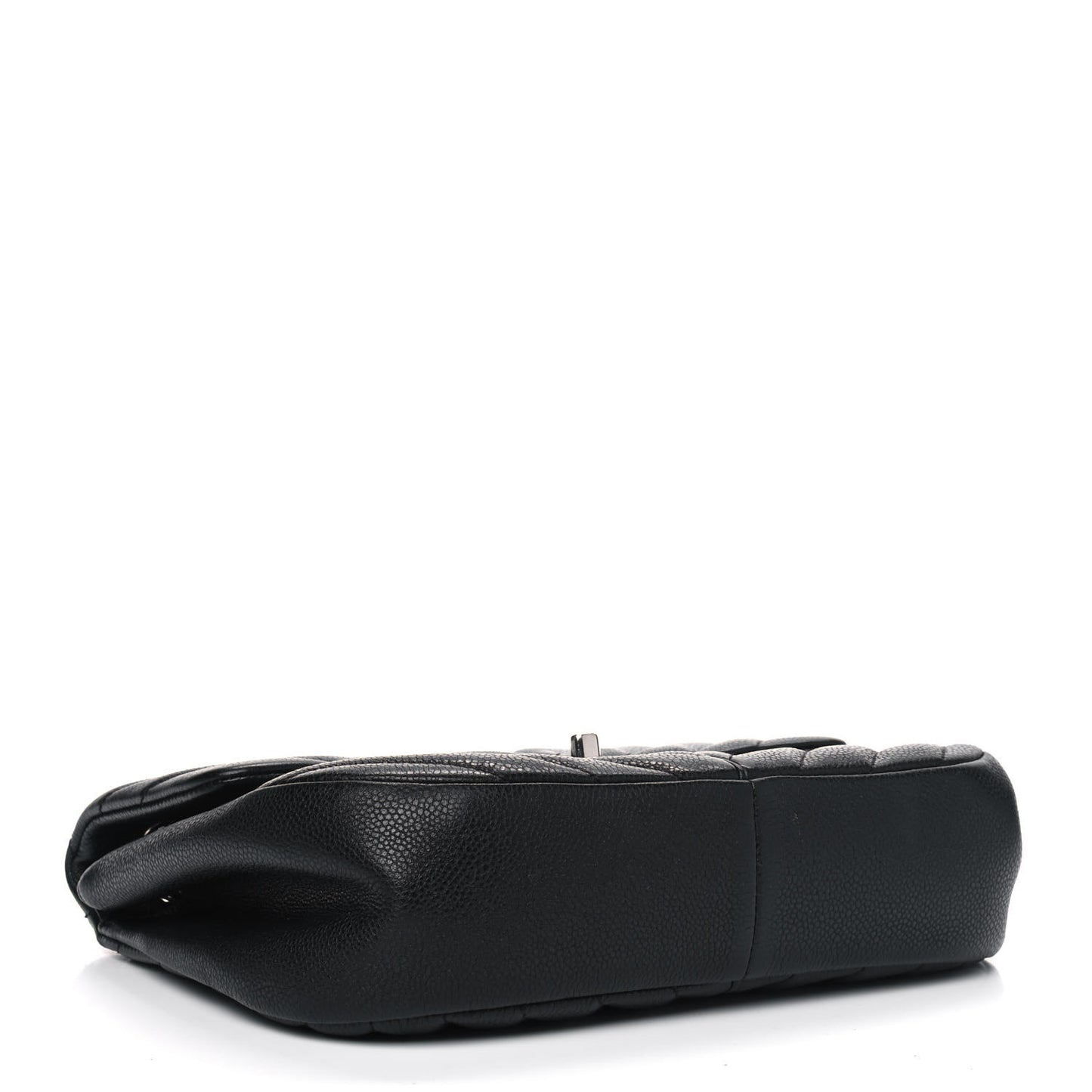 Caviar Chevron Quilted Small Puffy CC Flap Black