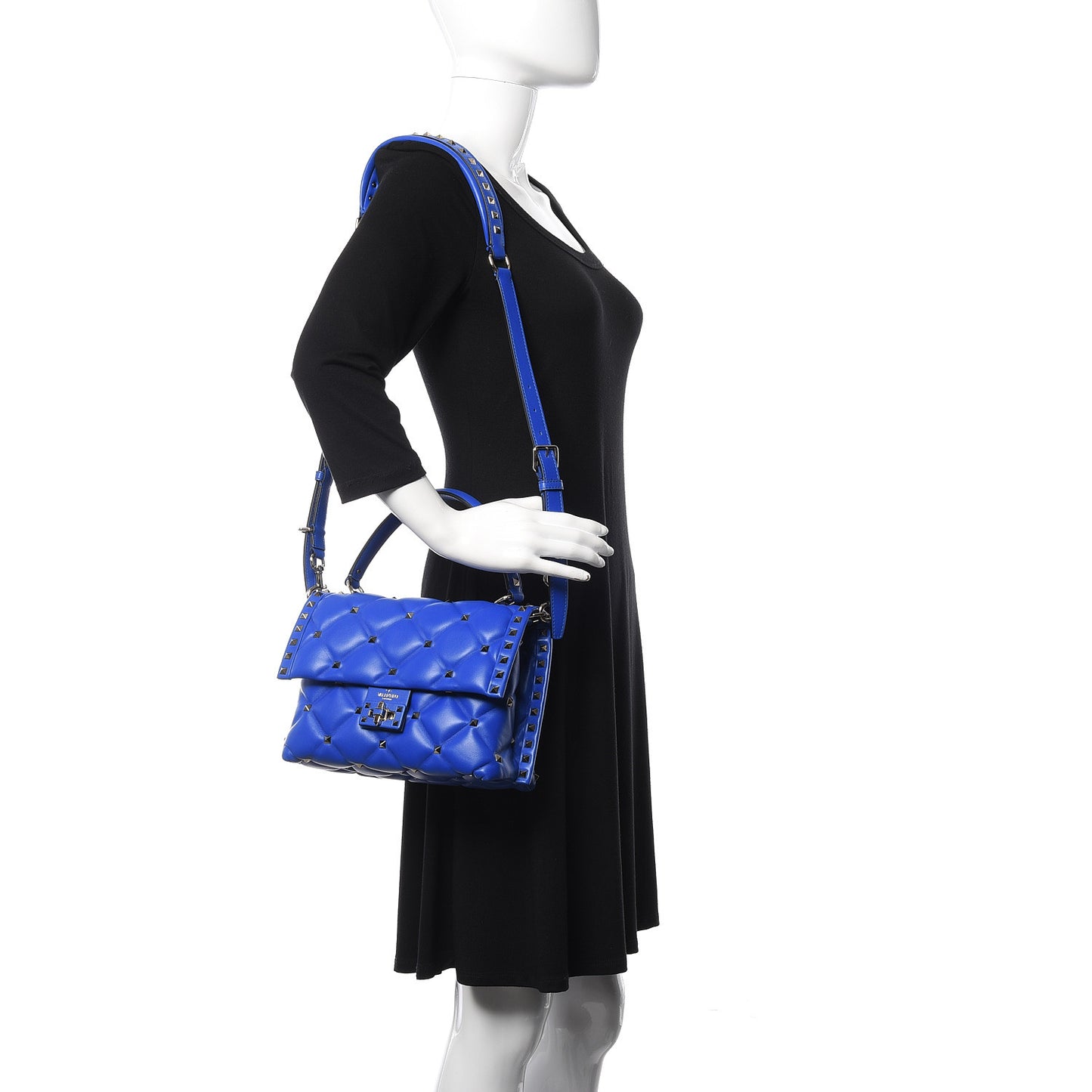 Nappa Medium Candystud Top Handle Bag Acid Blue