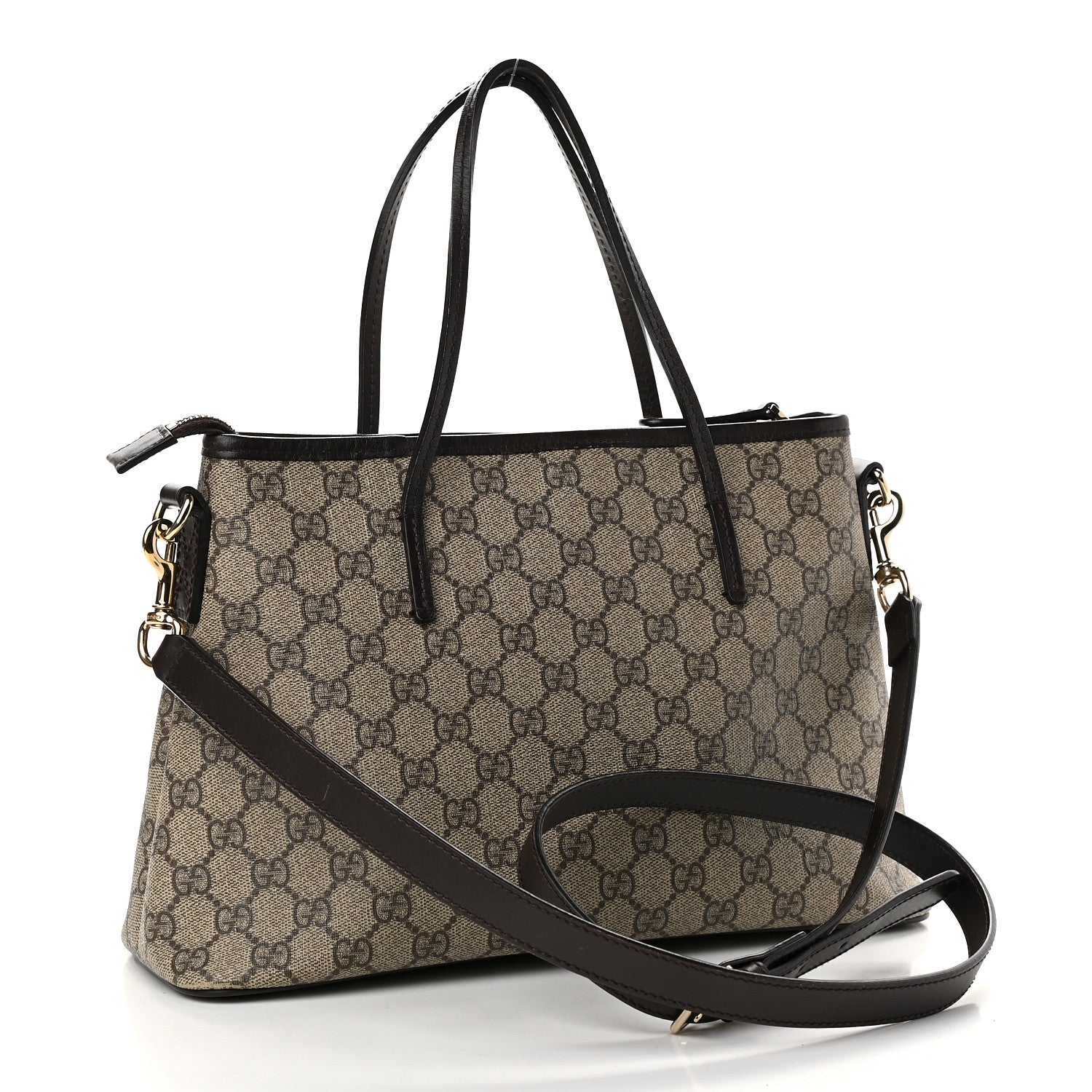 Gucci GG Supreme Monogram Small Zippered Tote Dark Brown 2 of 11