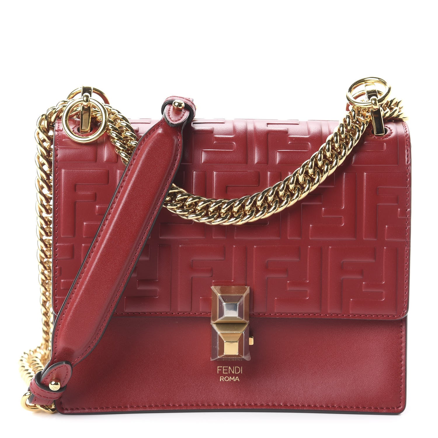 Fendi Vitello Liberty FF 1974 Embossed Small Kan I Shoulder Bag Fragola 1 of 8