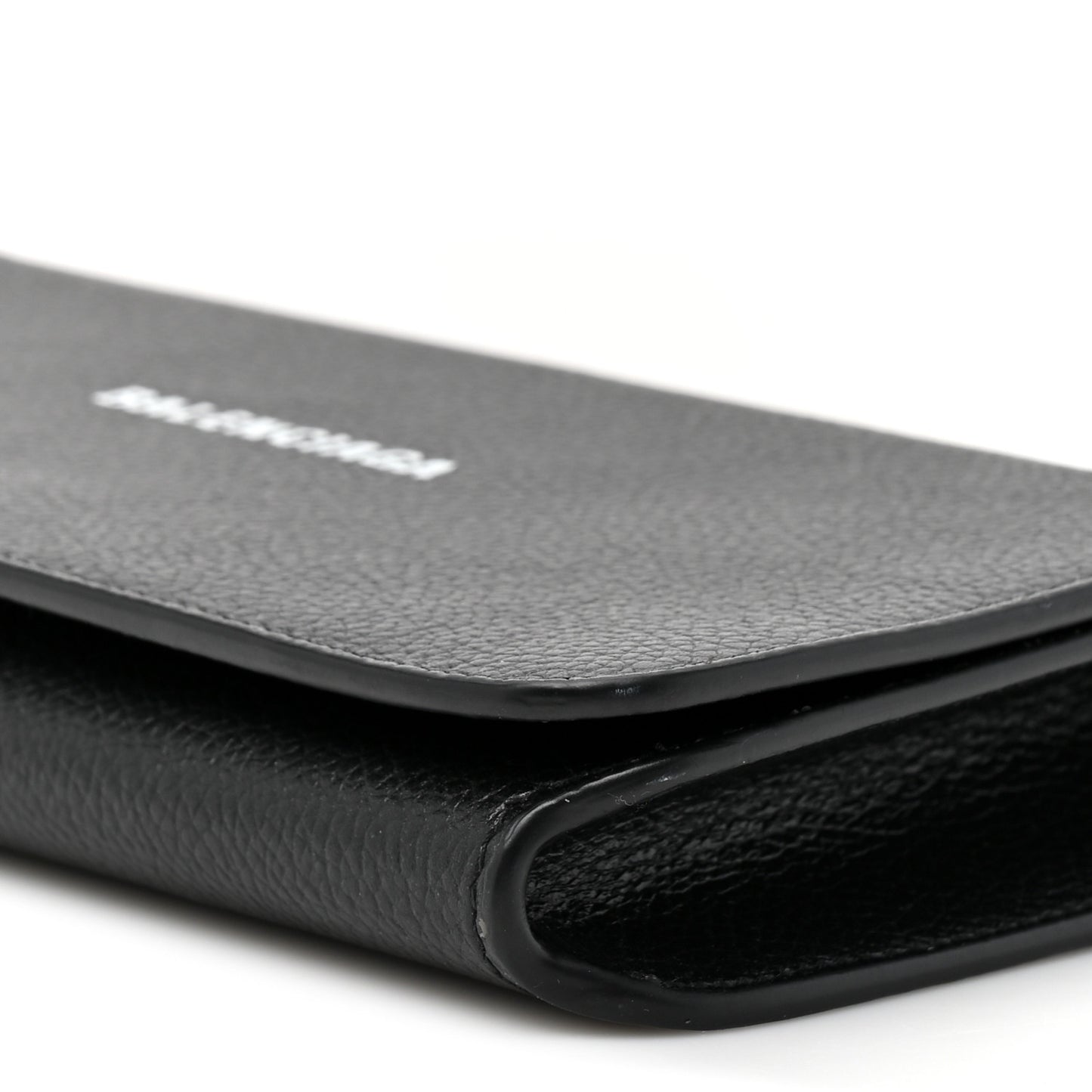 Grained Calfskin Logo Cash Phone Holder Wallet On Chain Black White
