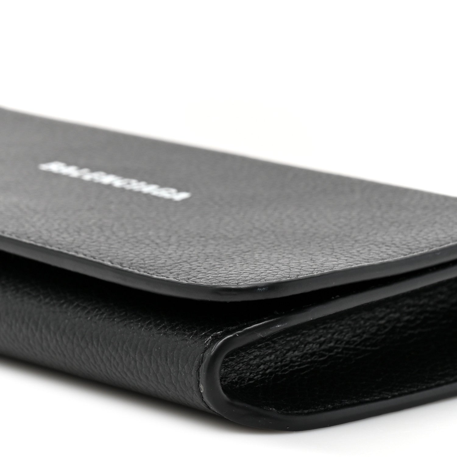 Balenciaga Grained Calfskin Logo Cash Phone Holder Wallet On Chain Black White 10 of 12