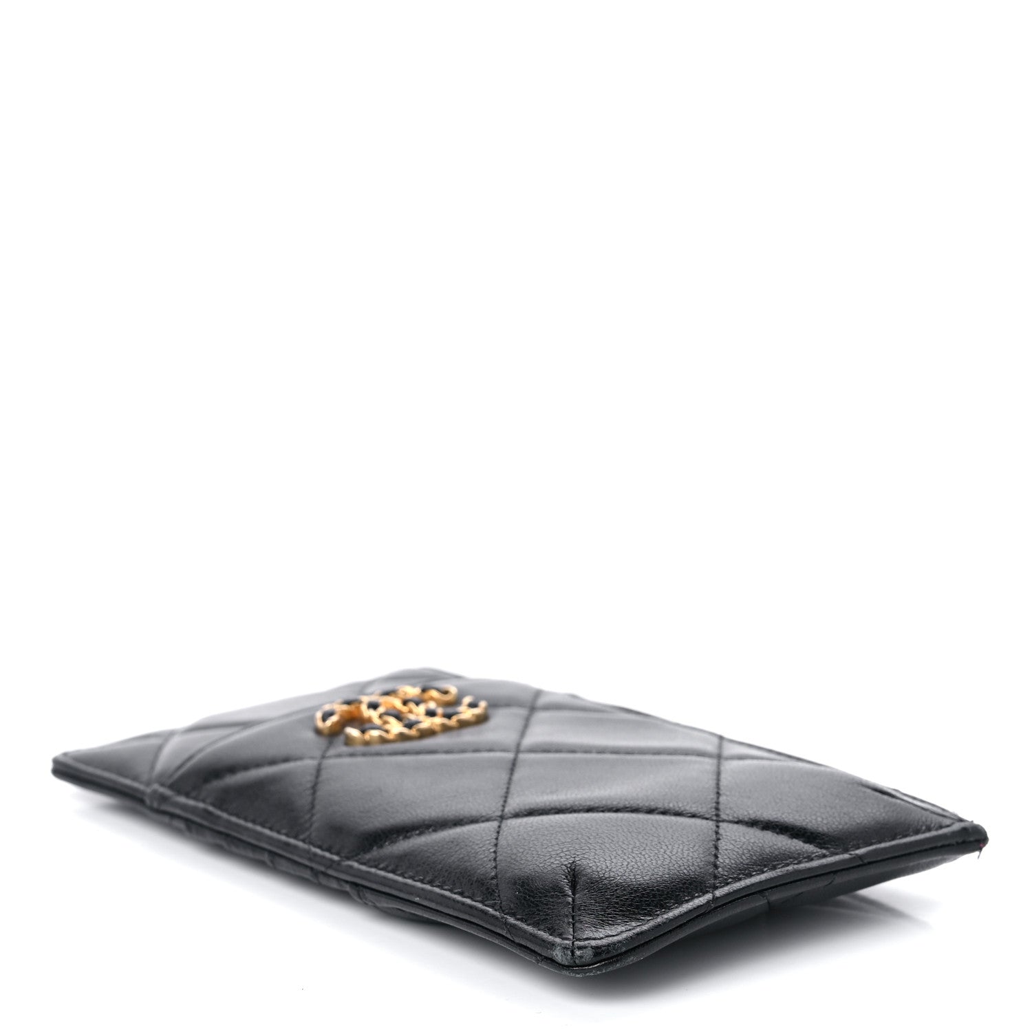 Chanel Goatskin Quilted Chanel 19 Phone and Card Holder Black 4 of 13