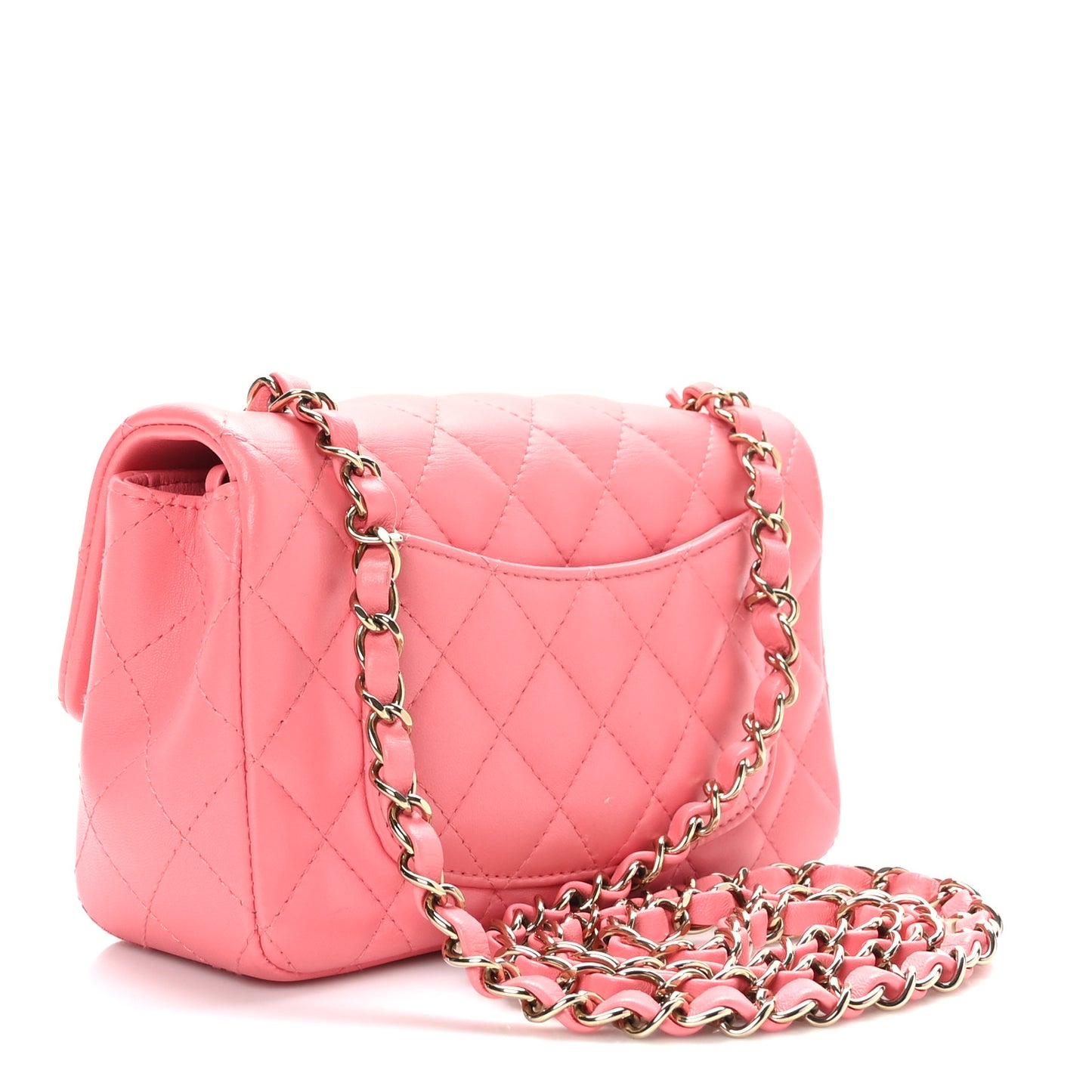 Lambskin Quilted Mini Rectangular Flap Pink