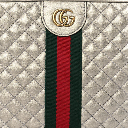 Gucci Laminated Nappa Web Trapuntata Small GG Shoulder Bag Argento 8 of 10