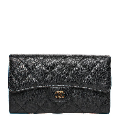 Chanel Caviar Quilted Long Flap Wallet Black 1 of 9