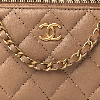 Chanel Lambskin Quilted Metal Small Top Handle Vanity Case With Chain Beige 9 of 12