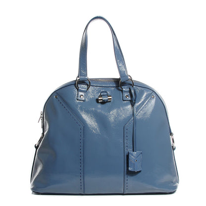 Saint Laurent Patent Calfskin Oversized Muse Grey Blue 1 of 8