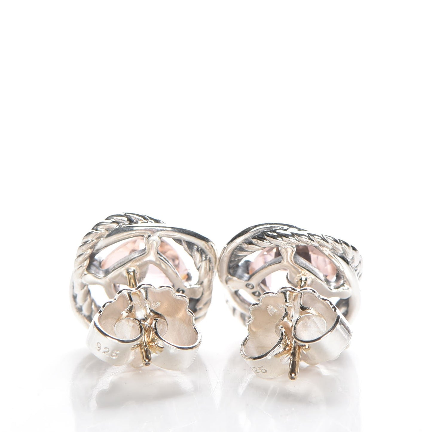 Sterling Silver Morganite 7mm Infinity Earrings