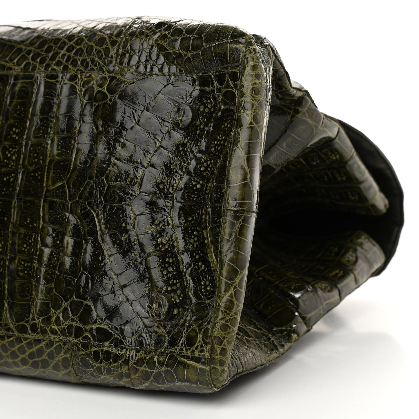 Crocodile Double Handle Satchel Green